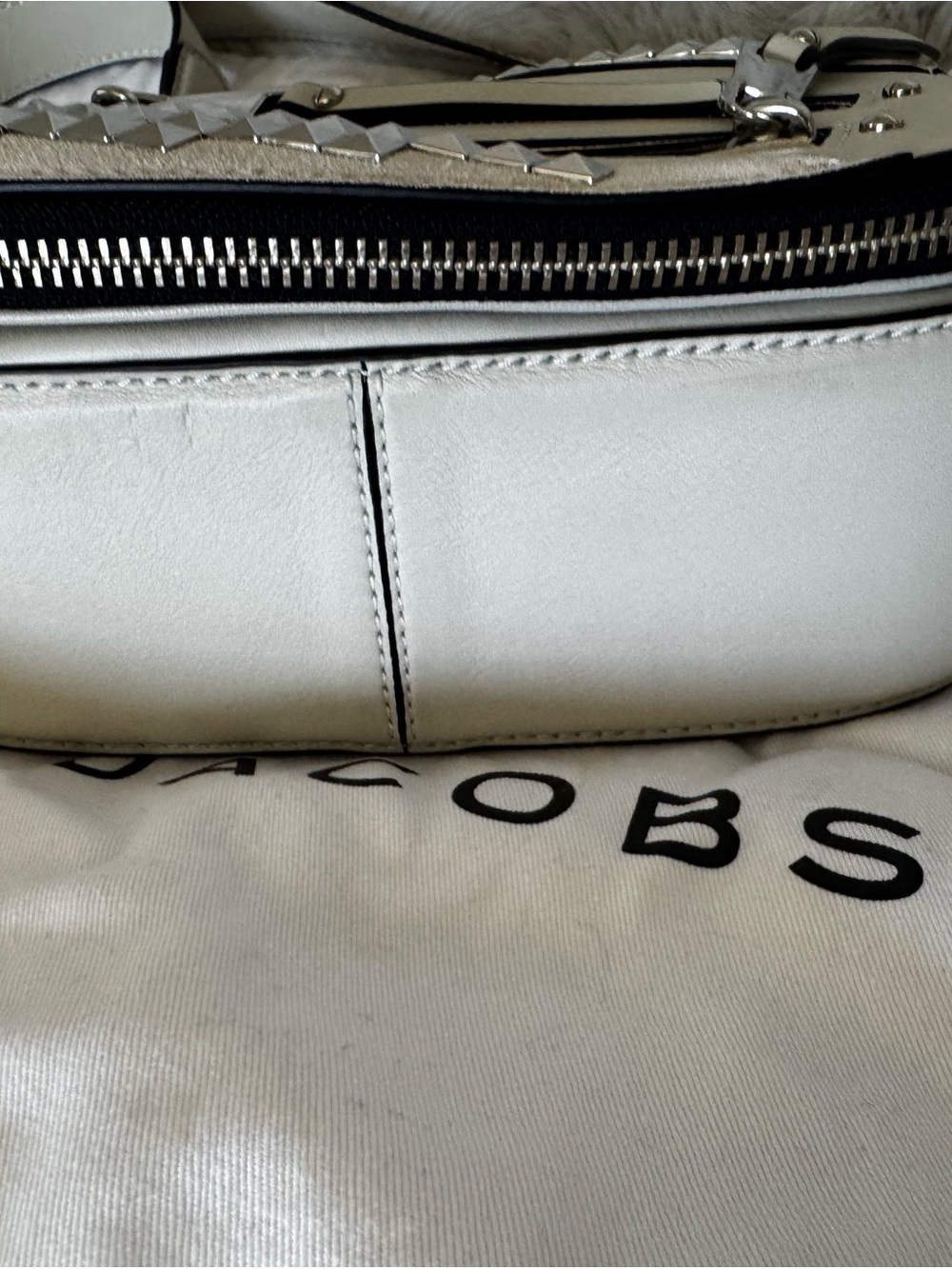 Marc Jacobs White Leather Studded Crossbody with Silver Hardware - Picture 6 of 6
